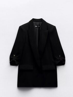 Zara Black Oversized Longline Blazer